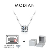 Load image into Gallery viewer, MODIAN Square &amp; Round Halo Moissanite 925 Sterling Silver Pendant Necklace D Color VVS1 Lab Diamond Necklace For Women Jewelry