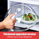 Load image into Gallery viewer, Microwave Splash Cover High Temperature Resistant Microwave Guard Lid Transparent Food Heating Cover with Steam Vent and Handle