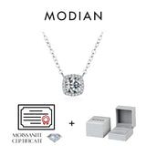 Load image into Gallery viewer, MODIAN Square &amp; Round Halo Moissanite 925 Sterling Silver Pendant Necklace D Color VVS1 Lab Diamond Necklace For Women Jewelry