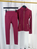 Load image into Gallery viewer, Gold zipper jacket and yoga pants set, sportswear, quick-dry and breathable, slimming and lightweight, tight-fitting