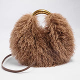 Load image into Gallery viewer, Women's Fashion Long Fur Wool Bag beach Faux Wool Fur Shoulder Bag Ladies Faux Furs Handbag Luxury Mongolian Sheep Fur Bags