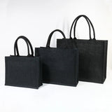 Load image into Gallery viewer, Custom Logo Natural Black Jute Bag Hessian Shopper Tote Bags With Strong Handles